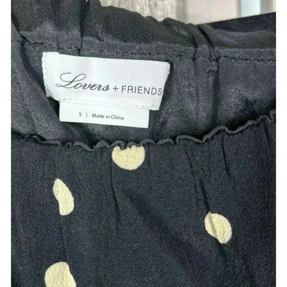 Lovers + Friends Top Sz S Off The Shoulder Polka Dot Bubble Balloon Sleeve - Picture 7 of 13
